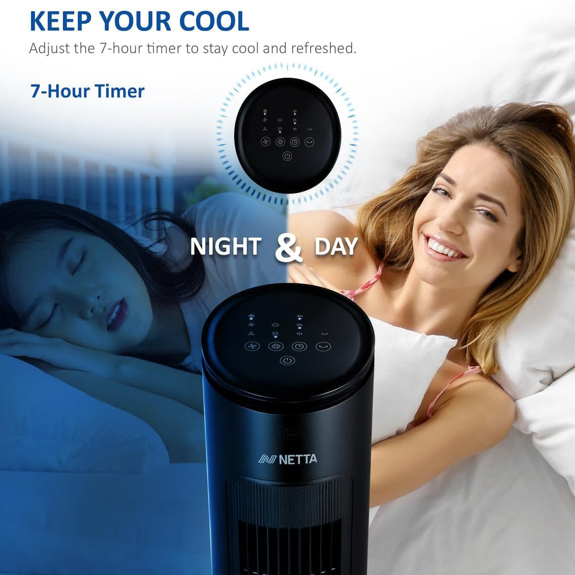 NETTA 42" Bladeless Tower Fan with Remote & LED Display-TR1