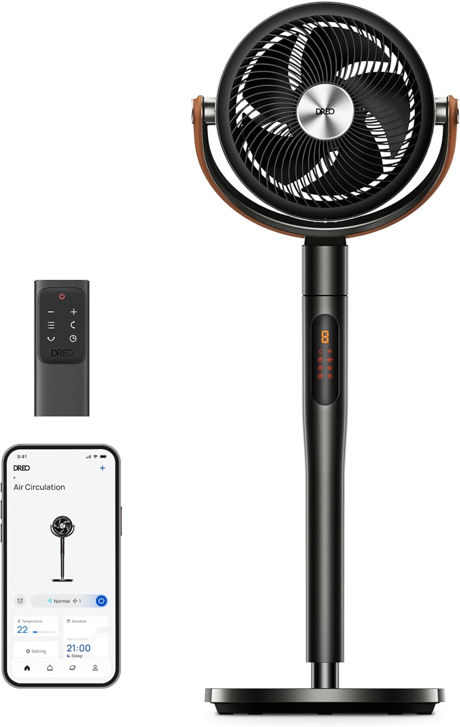Dreo 43 Inch Smart Standing Fan for Bedroom, 100ft Strong Airflow Fan, DC Motor Silent Floor Fans, 120°+105° Oscillating Pedestal Fans with 12H Timer, 6 Modes, WiFi/Alexa/Remote Control