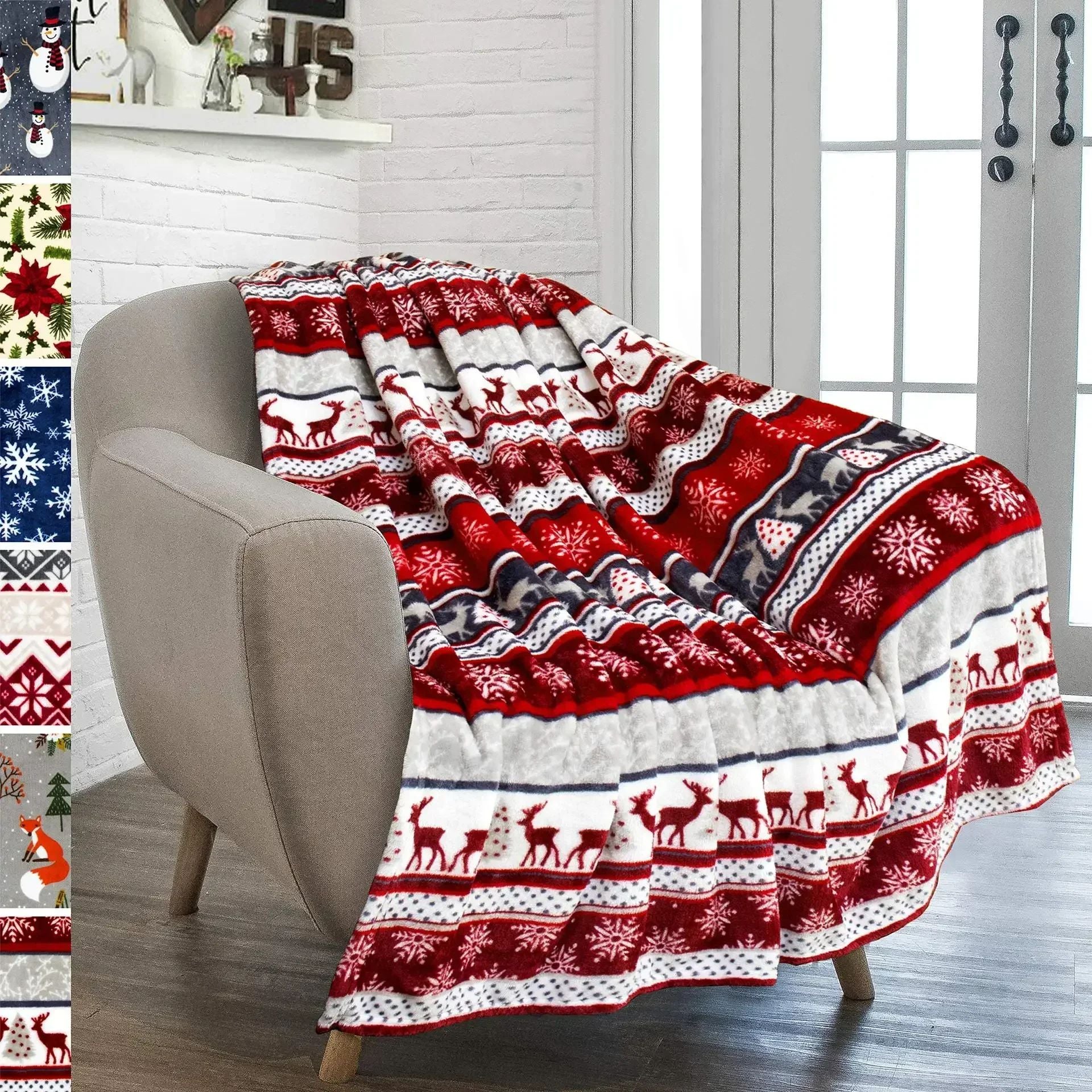 Christmas Throw Blanket,Flannel Snowflake Gingerbread 2026 Xmas Fleece Blanket,Winter Warm Soft Plush Blanket For Couch Sofa Bed