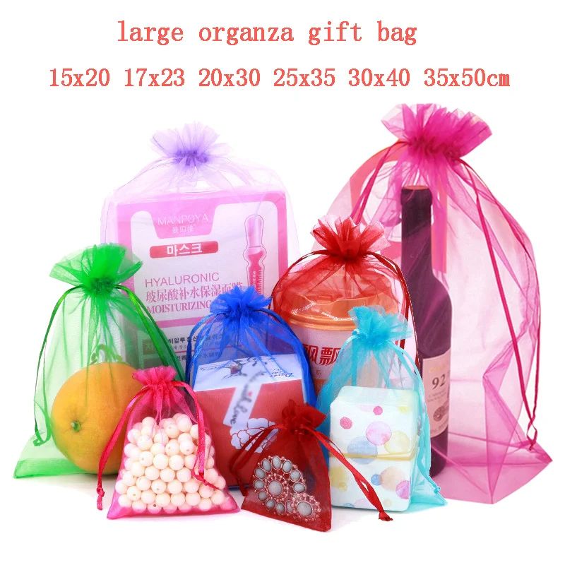 10Pcs/ lot large Organza bags High Quality Jewelry Bag with Wedding Gift Drawable Bags 7Z