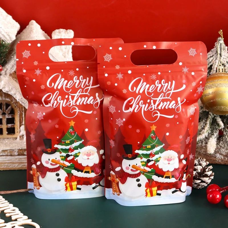 10pcs Christmas Candy Bags Santa Snowman Stand Up Bags Christmas Decorations For Home 2025 Navidad Natal Noel Xmas Gifts New Year 2026