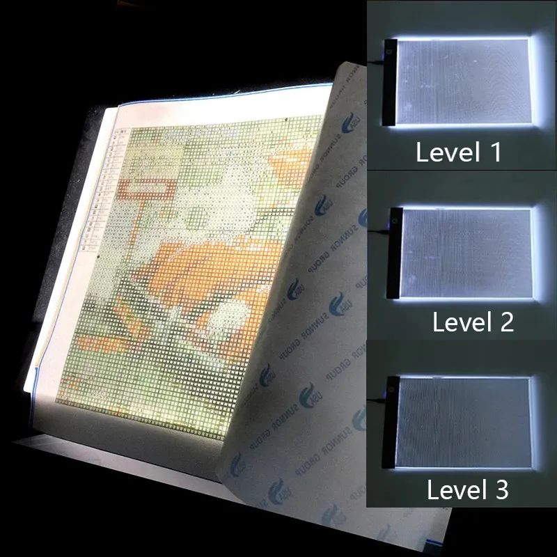 New A4 Three Level Dimmable Led Light Pad Drawing Board Tracing Table Light Box Eye Protection Easier for Diamond Painting
