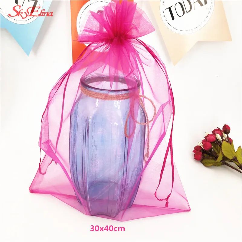10Pcs/ lot large Organza bags High Quality Jewelry Bag with Wedding Gift Drawable Bags 7Z