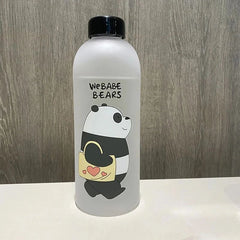 Cute Panda Bear 1000ml Water Bottle with Straw Frosted Leak-Proof Shaker