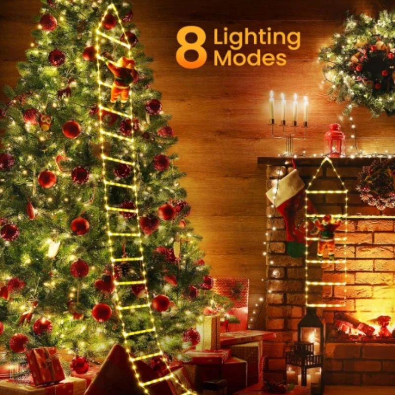1.5/3M Christmas Decoration LED Santa Claus Climbing Ladder Light USB Plug 8 Flashing Modes Suitable Home Xmas Tree Wall Window