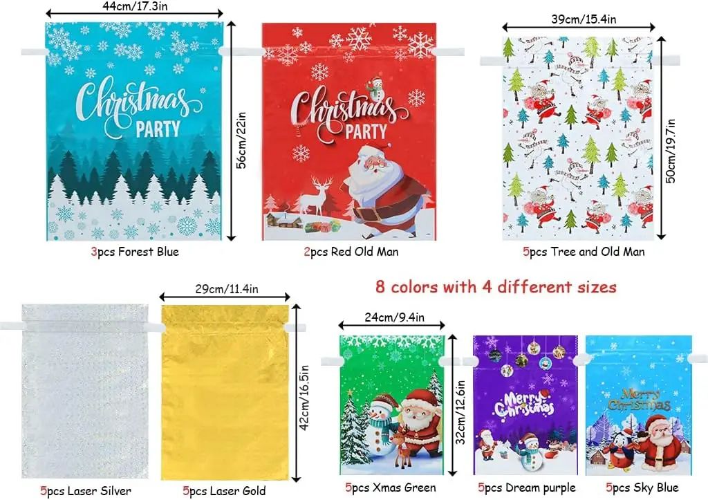 Drawstring Christmas Gift Bags Santa Tree Decoration Candy Packaging Childrens DIY Doodle Tote Nonwoven Painting