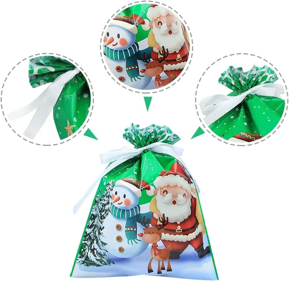 Drawstring Christmas Gift Bags Santa Tree Decoration Candy Packaging Childrens DIY Doodle Tote Nonwoven Painting