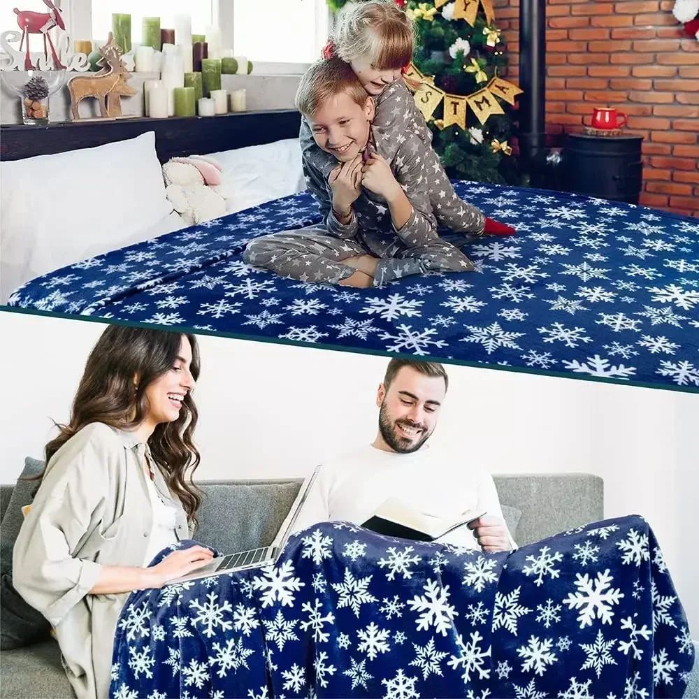 Christmas Throw Blanket,Flannel Snowflake Gingerbread 2026 Xmas Fleece Blanket,Winter Warm Soft Plush Blanket For Couch Sofa Bed