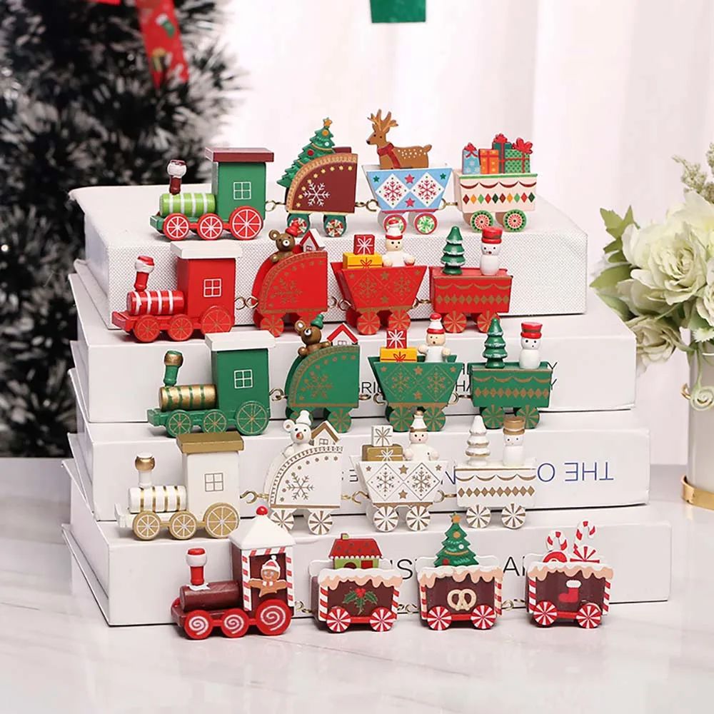 Christmas Wood Train Decoration, Christmas Ornaments With Moving Train, Home Noel, Happy New Year 2026 Gifts