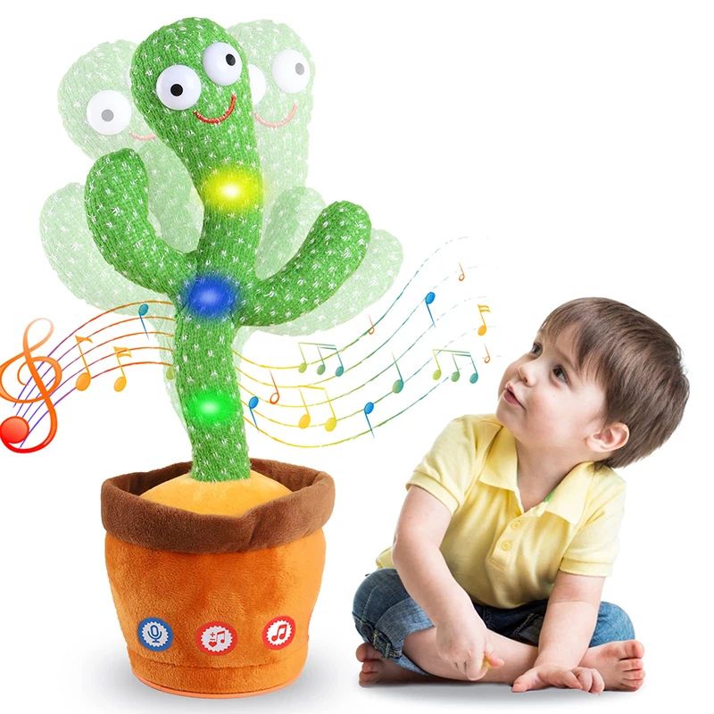 Kids Dancing Talking Cactus Toy, Interactive Singing Plush, Talking Sunny Cactus Electronic Toy, Fun Musical Home Decoration & Xmas Gift for Children