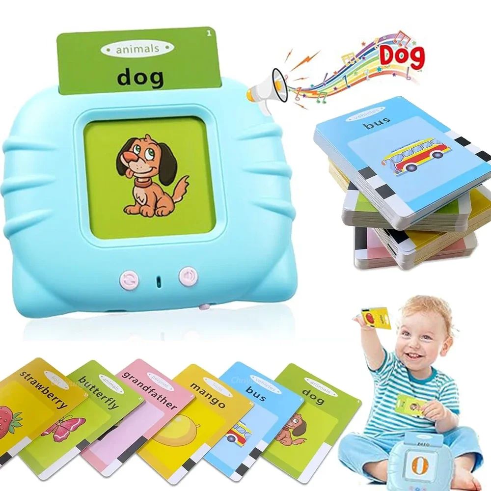 Early Education Talking Flash Card Learning Toy, Electronic Preschool English Audio Book Machine Gift for Kids