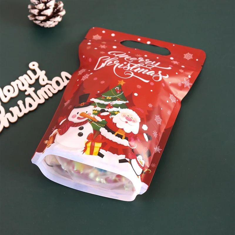 10pcs Christmas Candy Bags Santa Snowman Stand Up Bags Christmas Decorations For Home 2025 Navidad Natal Noel Xmas Gifts New Year 2026