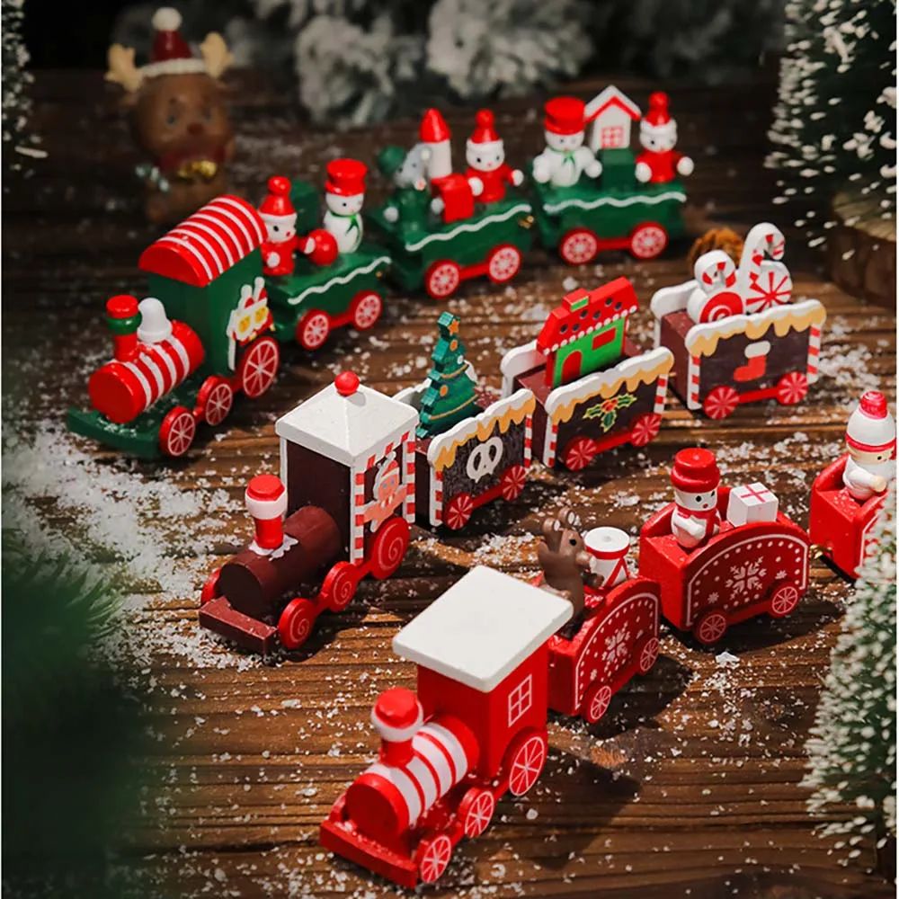 Christmas Wood Train Decoration, Christmas Ornaments With Moving Train, Home Noel, Happy New Year 2026 Gifts