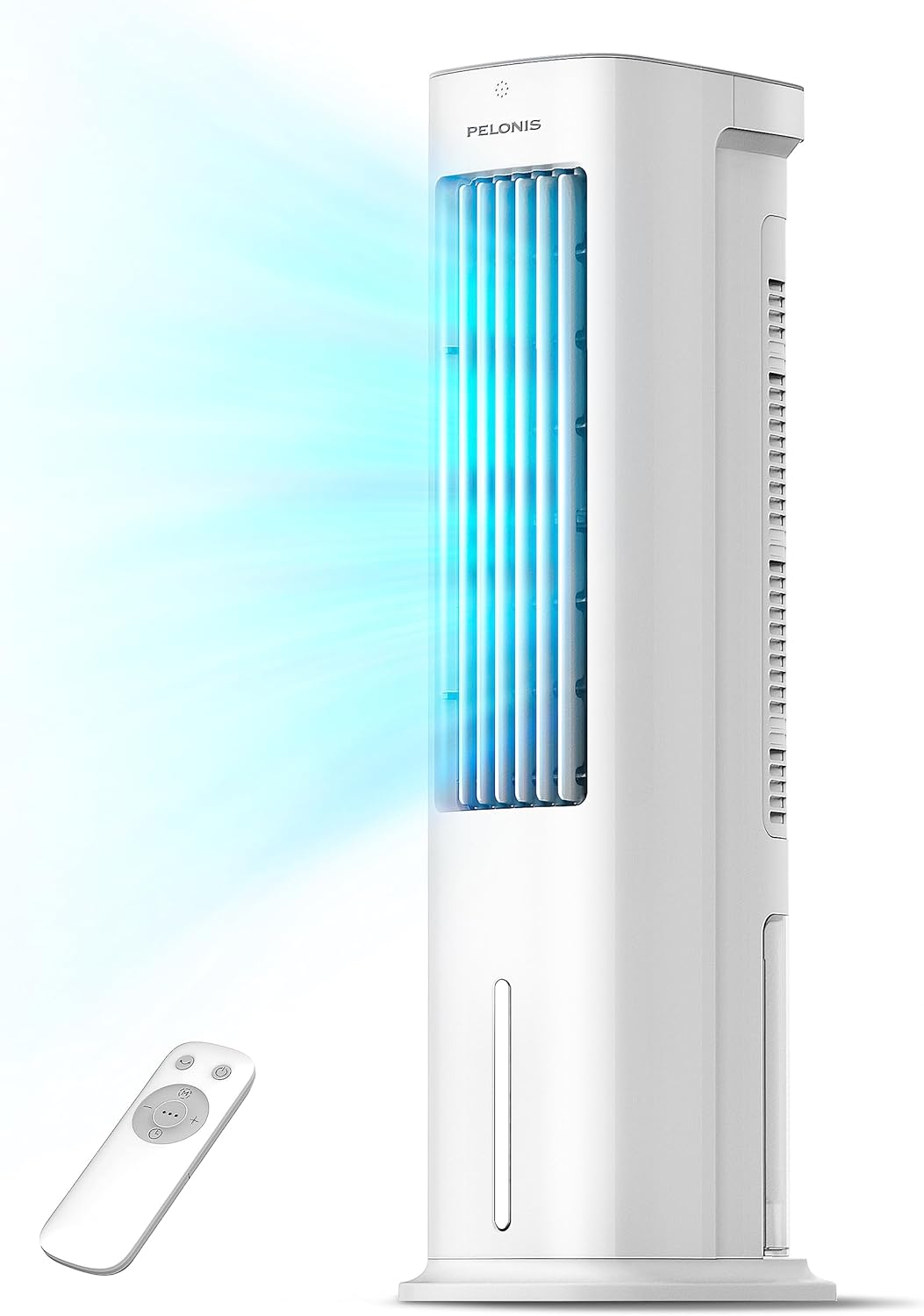 PELONIS 5L Air Cooler, Evaporative Air Cooler with Remote Control, 3 IN 1 Portable with Automatic Oscillation 3 Speeds and 7-Hour Timer, Fan and Humidifier for Home, 2 Ice Packs Included